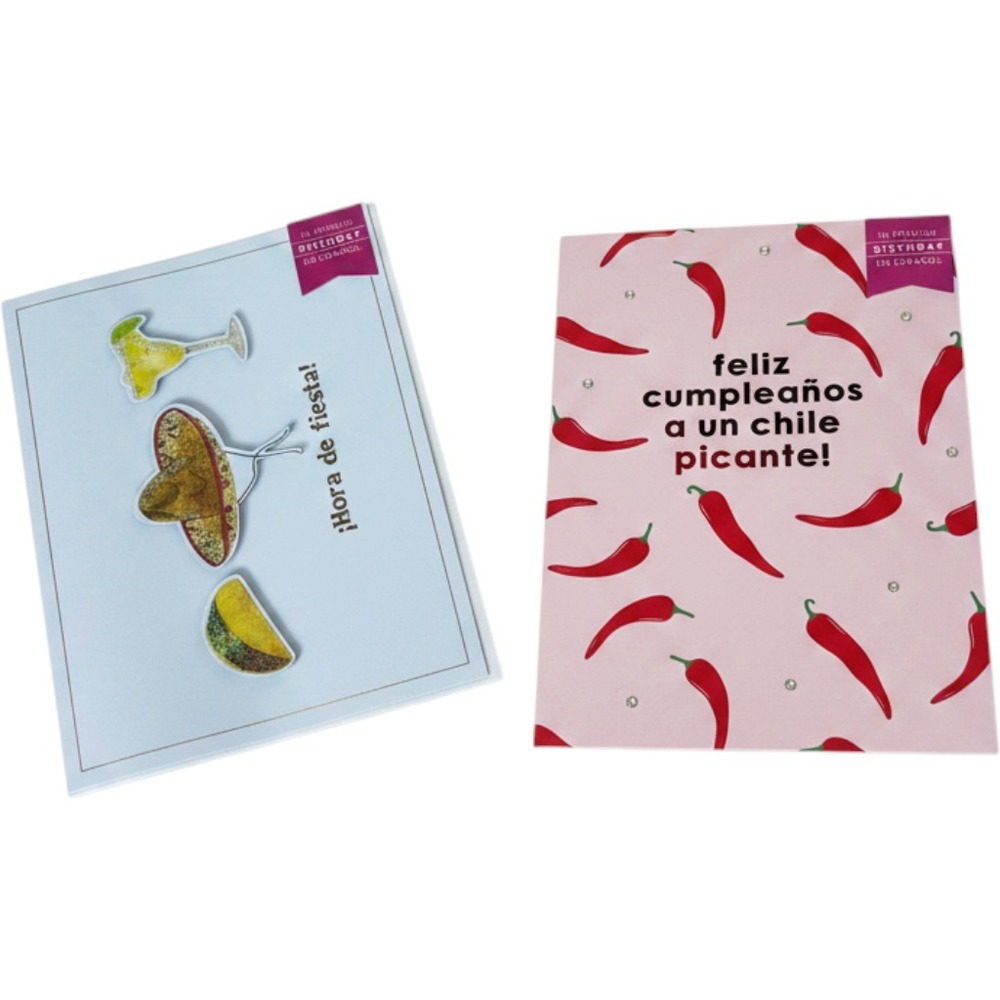 Graphique de France Spanish Birthday Cards Set of 2 Chili Pepper Margarita NEW